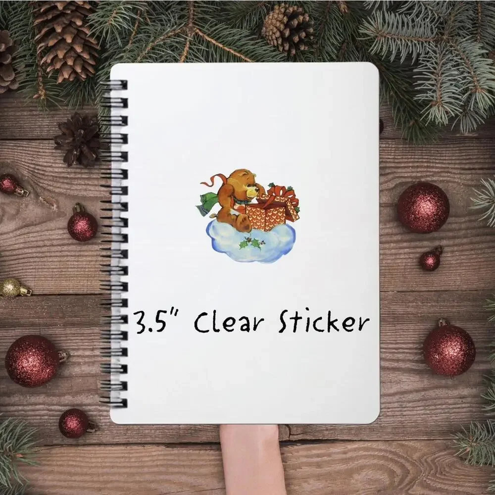 Care Bears Sticker SET OF 5, Clear Decals 3.5”  Bear Cousins Christmas Series 1
